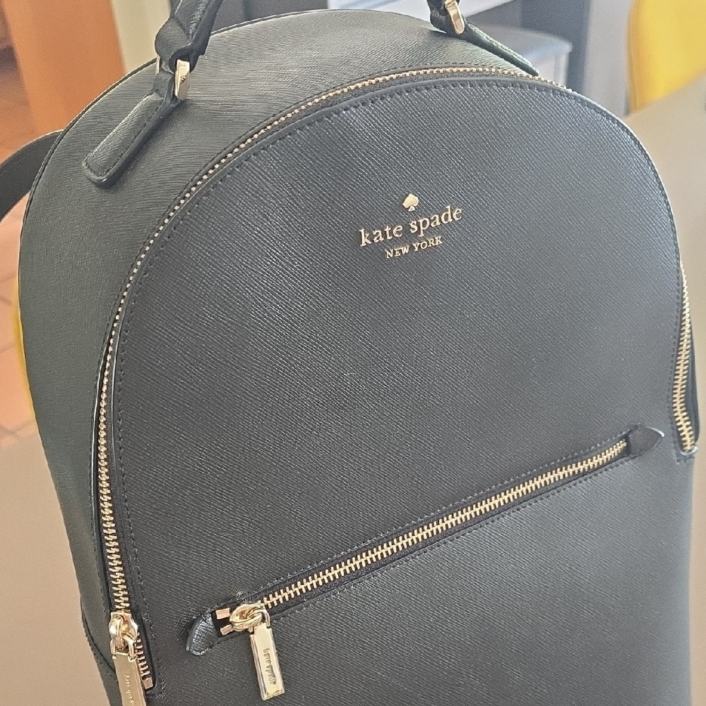 Kate Spade Black Leather Backpack with Gold Hardware - Picture 2 of 7